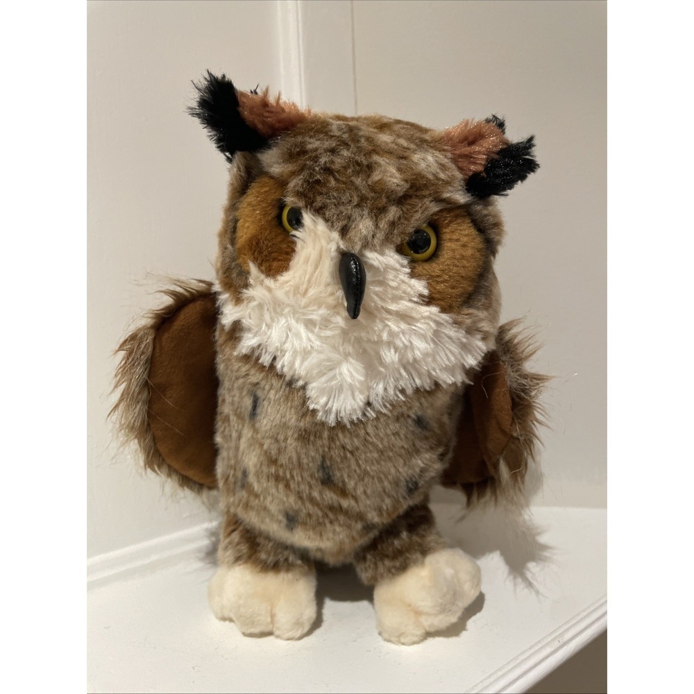 Douglas Einstein Great Horned Owl Plush 10" Realistic Stuffed Animal Toy